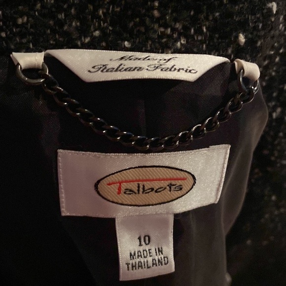 Talbots wool blend jacket size 10 , two pockets, two buttons, black/whit… - Picture 2 of 9